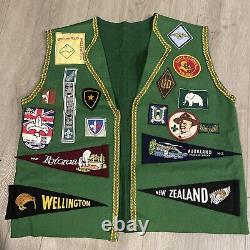 New Zealand Boy Scouts waistcoat vest with many cloth badges late 60s, early 70s