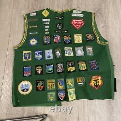 New Zealand Boy Scouts waistcoat vest with many cloth badges late 60s, early 70s