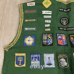 New Zealand Boy Scouts waistcoat vest with many cloth badges late 60s, early 70s