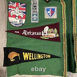 New Zealand Boy Scouts waistcoat vest with many cloth badges late 60s, early 70s