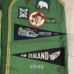 New Zealand Boy Scouts waistcoat vest with many cloth badges late 60s, early 70s