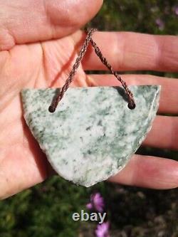 New Zealand Greenstone Pounamu Rare White Nephrite jade breastplate carving