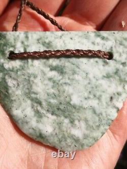 New Zealand Greenstone Pounamu Rare White Nephrite jade breastplate carving