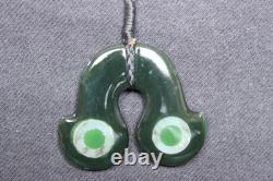 New Zealand Hei Matau Inlayed with Select Nephrites Pendant by Luke Leaf, 4.7cm
