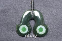 New Zealand Hei Matau Inlayed with Select Nephrites Pendant by Luke Leaf, 4.7cm