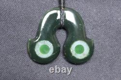 New Zealand Hei Matau Inlayed with Select Nephrites Pendant by Luke Leaf, 4.7cm