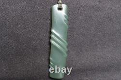 New Zealand Inanga Nephrite Jade Pendant by Alan Brown, Hawkes Bay, 2000, 7.7cm