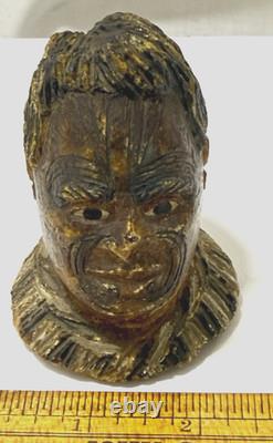 New Zealand Kauri Gum Similar to Amber Copal Carving Maori Warrior 19th Century