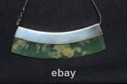 New Zealand Light Green Flower Jade Pendant Necklace Set in Sterling Silver 49cm