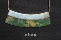 New Zealand Light Green Flower Jade Pendant Necklace Set in Sterling Silver 49cm