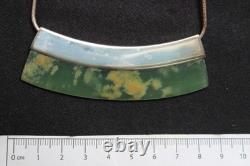 New Zealand Light Green Flower Jade Pendant Necklace Set in Sterling Silver 49cm