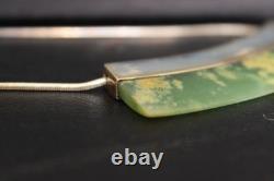 New Zealand Light Green Flower Jade Pendant Necklace Set in Sterling Silver 49cm