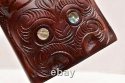 New Zealand Maori Antique Carved Timber WOOD Warrior PANEL PACIFIC Plaque TIKI