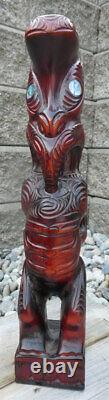 New Zealand Maori Artist Lisa Reihana Wood Tiki signed Tribal Art