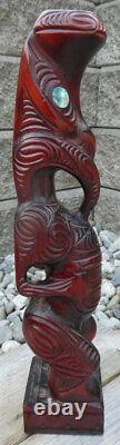 New Zealand Maori Artist Lisa Reihana Wood Tiki signed Tribal Art