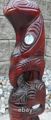 New Zealand Maori Artist Lisa Reihana Wood Tiki signed Tribal Art