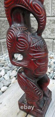 New Zealand Maori Artist Lisa Reihana Wood Tiki signed Tribal Art