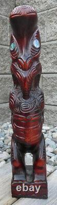 New Zealand Maori Artist Lisa Reihana Wood Tiki signed Tribal Art