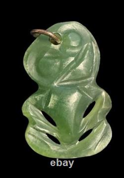 New Zealand Maori Carved Pounamu Greenstone Jade HEI TIKI 1.125 Pendant E4