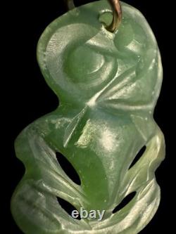 New Zealand Maori Carved Pounamu Greenstone Jade HEI TIKI 1.125 Pendant E4