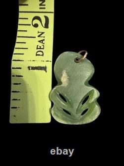 New Zealand Maori Carved Pounamu Greenstone Jade HEI TIKI 1.125 Pendant E4