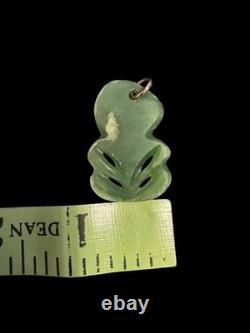New Zealand Maori Carved Pounamu Greenstone Jade HEI TIKI 1.125 Pendant E4