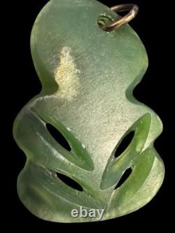 New Zealand Maori Carved Pounamu Greenstone Jade HEI TIKI 1.125 Pendant E4