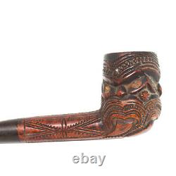 New Zealand Maori Carved Wooden Tiki Tobacco Pipe 19th Century