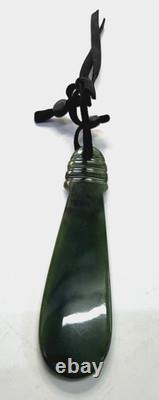 New Zealand Maori Nephrite Greenstone Pounamu Jade Mere Pendant 4 In. Length