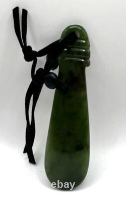 New Zealand Maori Nephrite Greenstone Pounamu Jade Mere Pendant 4 In. Length