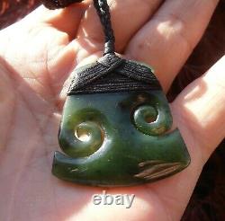 New Zealand Maori Toki with carved Double Koru Gem Quality Canadian Jade