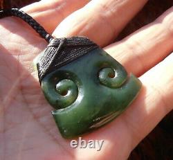 New Zealand Maori Toki with carved Double Koru Gem Quality Canadian Jade