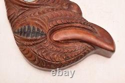 New Zealand Maori VTG MASK Carved Timber WOOD Warrior PANEL PACIFIC Plaque TIKI