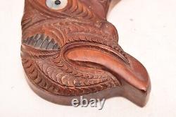 New Zealand Maori VTG MASK Carved Timber WOOD Warrior PANEL PACIFIC Plaque TIKI