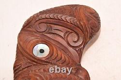 New Zealand Maori VTG MASK Carved Timber WOOD Warrior PANEL PACIFIC Plaque TIKI