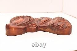 New Zealand Maori VTG MASK Carved Timber WOOD Warrior PANEL PACIFIC Plaque TIKI