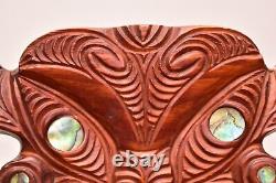 New Zealand Maori Vintage Carved Timber WOOD Warrior PANEL PACIFIC Plaque TIKI