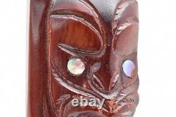 New Zealand Maori Warrior Mask Koruru Tattooed Vintage Figure Statue Sculpture