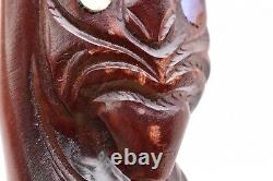 New Zealand Maori Warrior Mask Koruru Tattooed Vintage Figure Statue Sculpture