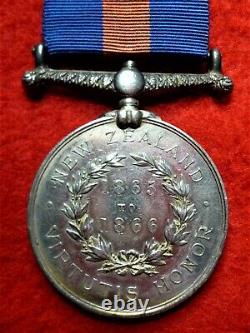 New Zealand Medal, reverse 1865 to 1866 to Garvin, 4th Military Train