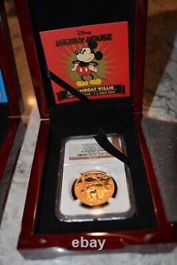 New Zealand Mint Disney Donald Duck & Mickey Mouse 1 Oz. $200 Gold Coins Set NIB