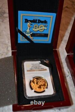 New Zealand Mint Disney Donald Duck & Mickey Mouse 1 Oz. $200 Gold Coins Set NIB