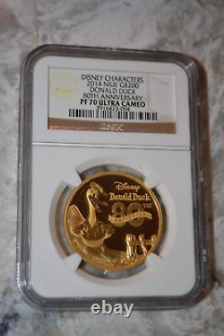 New Zealand Mint Disney Donald Duck & Mickey Mouse 1 Oz. $200 Gold Coins Set NIB