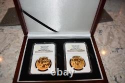 New Zealand Mint Disney Donald Duck & Mickey Mouse 1 Oz. $200 Gold Coins Set NIB