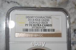 New Zealand Mint Limited 2014 Disney Donald Duck 1 Oz. $200 Cameo Gold Coin, NIB