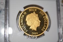 New Zealand Mint Limited 2014 Disney Donald Duck 1 Oz. $200 Cameo Gold Coin, NIB