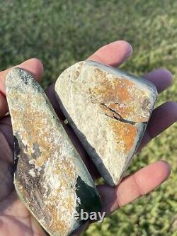 New Zealand Nephrite Greenstone MAORI Pounamu MARSDEN Jade 2 OFFCUTS 100 & 80 mm