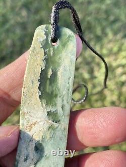 New Zealand Nephrite Greenstone MAORI Pounamu MARSDEN Jade OFFCUT Pendant 100mm