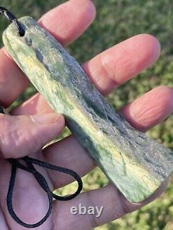 New Zealand Nephrite Greenstone MAORI Pounamu MARSDEN Jade OFFCUT Pendant 100mm