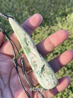 New Zealand Nephrite Greenstone MAORI Pounamu MARSDEN Jade OFFCUT Pendant 103mm